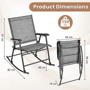 Costway Set of 2 Folding Rocking Chair Outdoor Patio Rocker Relaxing Armchair Lounger