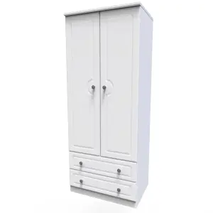 Kendal 2 Door 2 Drawer Wardrobe in White Ash (Ready Assembled)