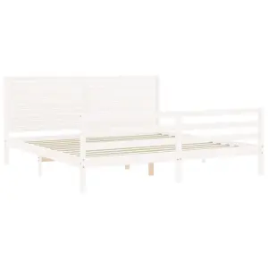 Berkfield Bed Frame with Headboard White 200x200 cm Solid Wood