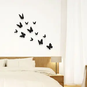 Walplus 3D Butterflies Wall Sticker Art Decoration Decals DIY Home BlackBlackPVC