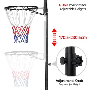 Yaheetech Black Portable Basketball Hoop with Wheels