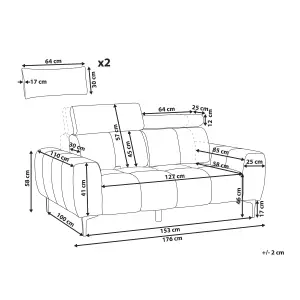 2 Seater Velvet Sofa Black VEGAMO