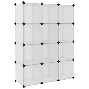 Berkfield Storage Cube Organiser with 12 Cubes and Doors Transparent PP