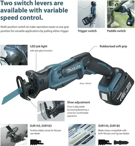 Makita DJR185Z 18v Reciprocating Recip Sabre Saw Multi Saw 15 Blades + Case