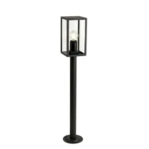 CGC Black 680mm Outdoor Post Light Modern Rectangular Design Clear Glass Garden Outside Lamp Patio Driveway Path IP54