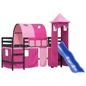 Berkfield Kids' Loft Bed with Tower without Mattress Pink 80x200 cm