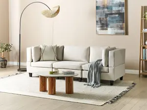 3-Seater Modular Fabric Sofa Light Beige UNSTAD