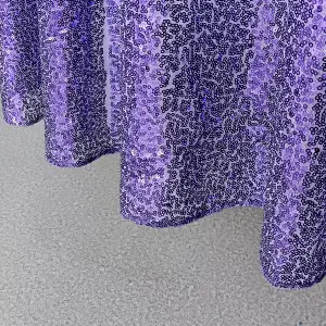 Neel Blue 120 Inch Round Sequin Tablecloth, Purple