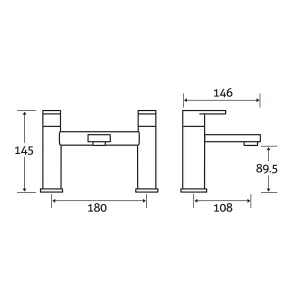 Galla Polished Chrome Square Deck-mounted Bath Filler Tap