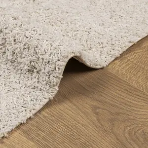 Shaggy Rug PAMPLONA High Pile Modern Cream 80x250 cm