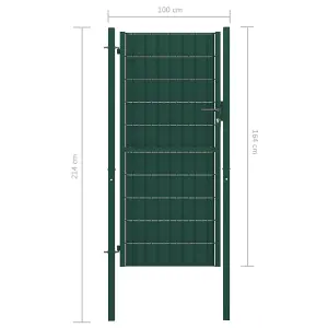 Berkfield Fence Gate PVC and Steel 164x100 cm Green