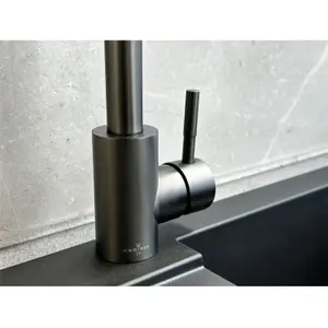 Reginox Gunmetal Stainless Steel Kitchen Sink Tap SALINA GUNMETAL Square Neck Deck Mounted