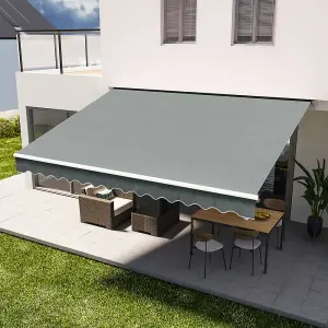 Retractable Patio Canopy Awning Door Awning Garden Sun Shade Manual Shelter Outdoor,Grey,3 m x 2.5 m