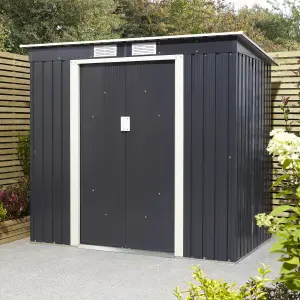 Rowlinson Trentvale 6x4 ft Pent Dark grey Metal 2 door Shed