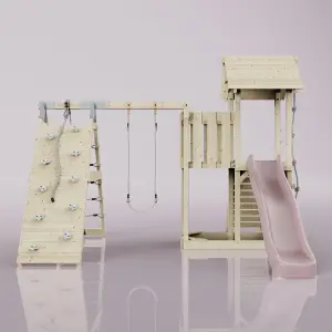 PolarPlay Balcony Tower Kids Wooden Climbing Frame with Swing and Slide - Climb & Swing Kory Rose