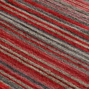 Handmade Easy to Clean Modern Striped Red Wool Rug for Living Room & Bedroom-80cm X 150cm