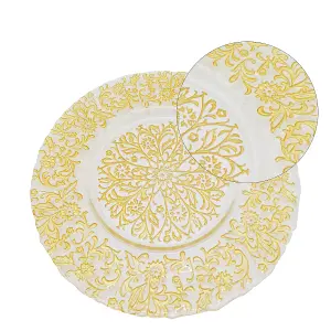 Neel Blue Charger Plates for Table Decoration - Royal Gold Design - Pack of 6