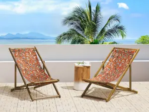 Sun Lounger Wood Light Brown ANZIO