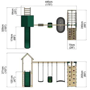 Rebo Challenge Wooden Climbing Frame with Swings, Slide and Up & over Climbing wall - Sanford Pink