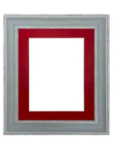 Scandi Distressed Blue Frame with Red Mount for Image Size 12 x 8 Inch