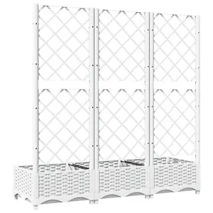 Berkfield Garden Planter with Trellis White 120x40x121.5 cm PP