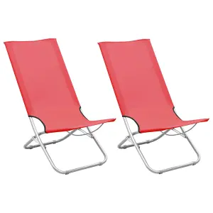 Berkfield Folding Beach Chairs 2 pcs Red Fabric