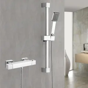 Nes Home Erona Thermostatic Slider Rail Bar Shower Mixer Valve + Slider Rail Kit with Easy Fit