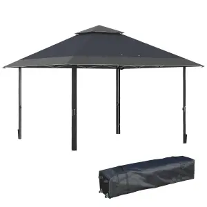 Outsunny 4 x 4m Outdoor Pop-Up Canopy Tent Gazebo Adjustable Legs Bag Grey