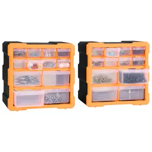 Berkfield Multi-drawer Organisers with 12 Drawers 2 pcs 26.5x16x26 cm