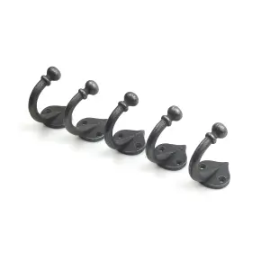 Oakcrafts- Antique Cast Iron Single Ball End Robe Hook - 60mm x 50mm