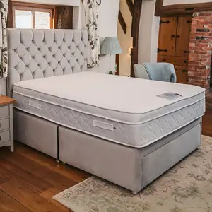 Sophia Briar-Rose Alphonsine 1000 Pocket Sprung Memory Foam Divan Bed Set 4FT6 Double 2 Drawers Side  - Plush Light Silver