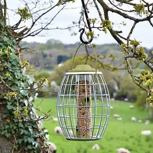 Hanging Bird Feeder Seed Feeding Station Squirrel Guard Garden Steel Heavy Duty