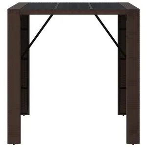 Berkfield Bar Table with Glass Top Brown 105x80x110 cm Poly Rattan