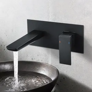 Nes Home Keninton Wall Mounted Basin Mixer Black Matt Tap And Waste