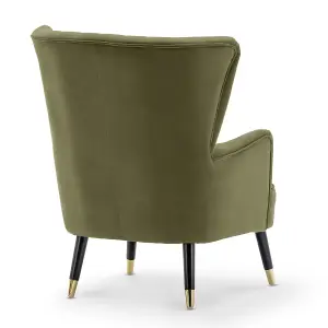 Velvet Sage Green Camila Accent Wingback Chair