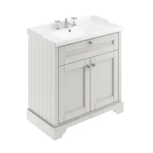 Old London 820mm Single Bathroom Vanity with Integrated Ceramic Basin White