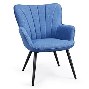 Yaheetech Blue Upholstered Curved Back Fabric Armchair