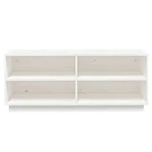 Shoe Cabinet White 110x34x45 cm Solid Wood Pine