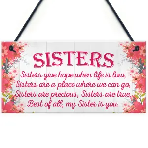 Red Ocean Sister Is You Friendship Best Sister Love Heart Hanging Plaque Family Gift Sign