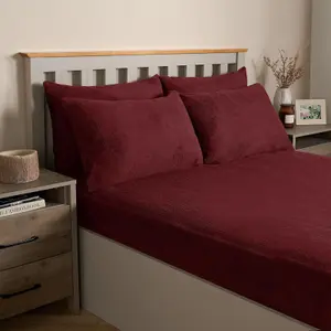 Teddy Fleece Pillowcase Cover Bedding Set 2 x Thermal, 50 x 75cm -  Burgundy