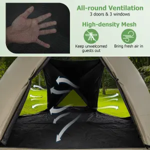 Costway 4-6 People Pop-up Camping Tent 6-Sided Family Tent Portable Hiking Tent