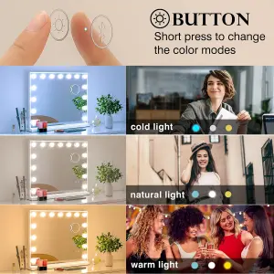 Makeup Mirror Bluetooth Speaker with 15 Dimmable Bulbs - 58cm x 48cm