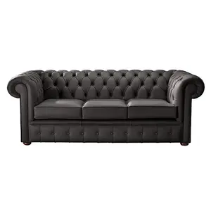 Chesterfield 3 Seater Shelly Havannah Leather Sofa Bespoke In Classic Style