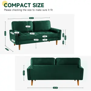 Yohood Velvet Rolled Arm Upholstered 2-Seater Loveseat Green