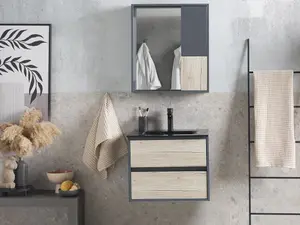 Bathroom Vanity Set with Mirrored Cabinet 60 cm Light Wood and Grey TERUEL