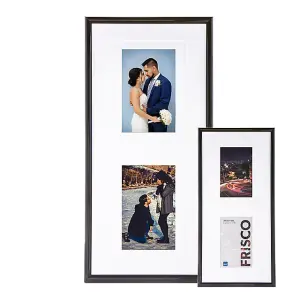 Kenro Frisco Twin Black Photo Frame 6x4 inch / 10x15cm or 7x5 inch / 13x18cm with White Mount Portrait - FRC1015B/2