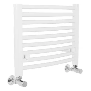 Rinse Curved Bathroom Heated Towel Rail Warmer Radiator Central Heating White - 1200x500mm