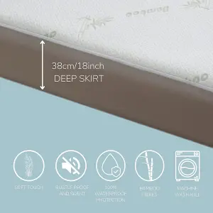 HomeSpace Direct Bamboo Waterproof Mattress Protector Breathable No Noise Premium Deep Fitted Sheet Single