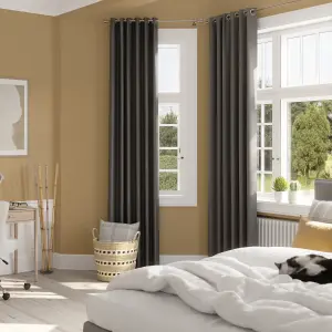 Moggo Grey Chevron Lined Eyelet Curtain (W)167cm (L)183cm, Pair