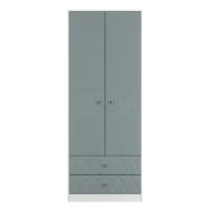 San Jose Ready assembled Contemporary Duck egg blue & white 2 Drawer Tall Double Wardrobe (H)1960mm (W)740mm (D)520mm